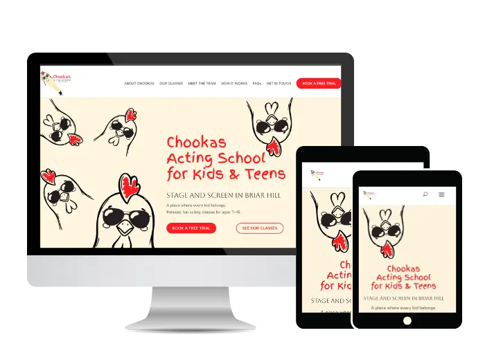 Chookas acting school website mockup - Emmagraphy Websites