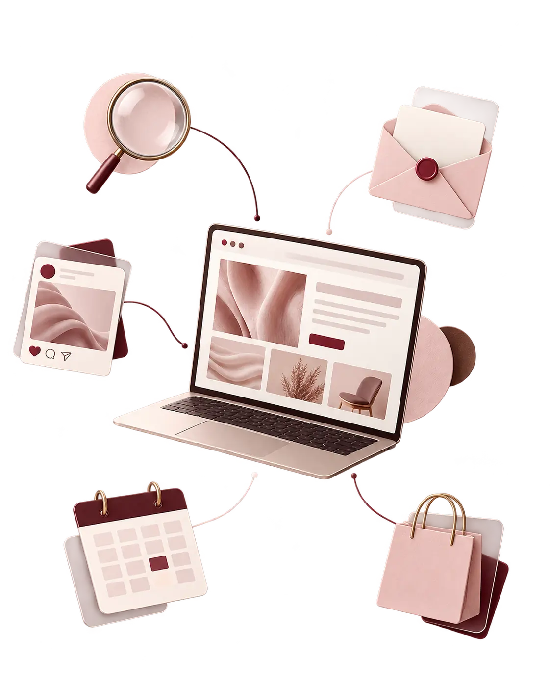 Website surrounded by disconnected search, email, social media, booking and ecommerce tools.